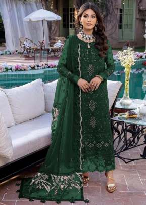 Al Karam Heavy Georgette With Embroidery And Sequence Work Pakistani Suit Green Color DN 548