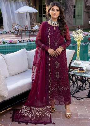 Al Karam Heavy Georgette With Embroidery And Sequence Work Pakistani Suit Wine Color DN 548