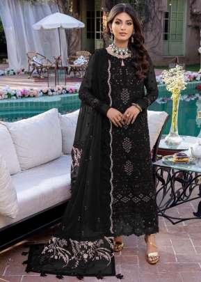 Al Karam Heavy Georgette With Embroidery And Sequence Work Pakistani Suit Black Color DN 548