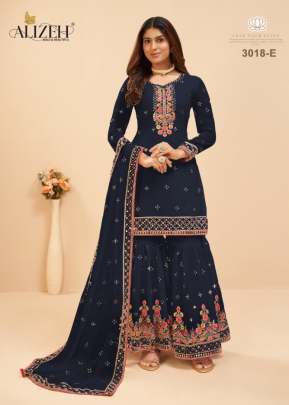 Alizeh Murad Vol 8 Heavy Faux Georgette With Embroidery Work Sharara Suit Nevy Blue Color DN 3018