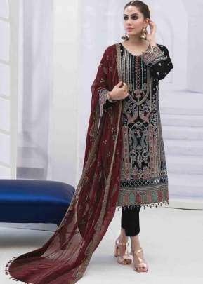 Alkaram Heavy Faux Georgette With Heavy Embroidery And Sequence Work Pakistani Suit Black Color DN 18786