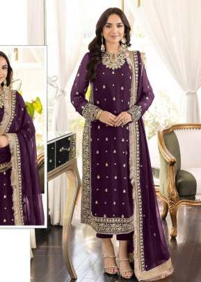 Alkaram Heavy Faux Georgette With Heavy Embroidery Work Pakistani Suit Wine Color DN 4102