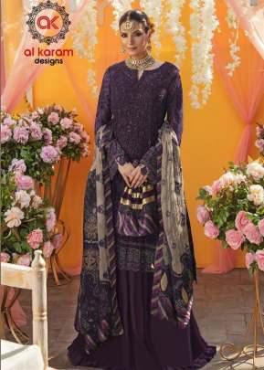 Alkaram Heavy Georgette With Embroidery Work Pakistani Suit Wine Color DN 15002