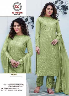 Alkaram Heavy Georgette With Embroidery Work Pakistani Suit Parrot Color DN 786