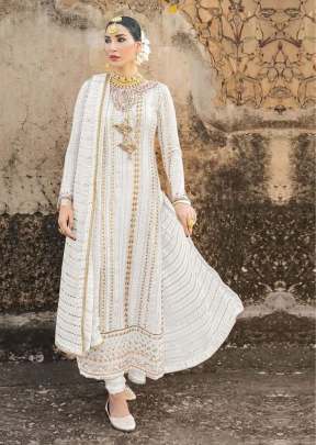 Alkaram Heavy Georgette With Embroidered Pakistani Suit White Color DN 423