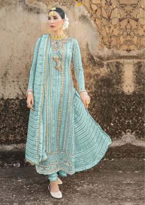 Alkaram Heavy Georgette With Embroidered Pakistani Suit Sky Color DN 423