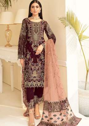 Alkaram Heavy Georgette With Embroidery With Sequence Work Pakistani Suit Wine Color DN 90022