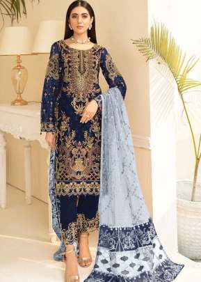 Alkaram Heavy Georgette With Embroidery With Sequence Work Pakistani Suit Blue Color DN 90022