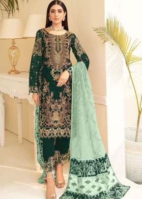 Alkaram Heavy Georgette With Embroidery With Sequence Work Pakistani Suit Green Color DN 90022