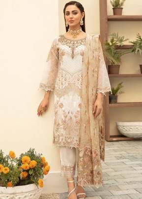 Alkaram Heavy Georgette With Embroidery Sequence Work Pakistani Suit White Color DN 90026 A