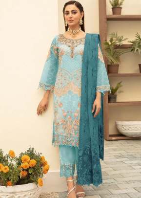 Alkaram Heavy Georgette With Embroidery Sequence Work Pakistani Suit Sky Color DN 90026 C