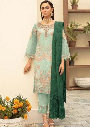 Alkaram Heavy Georgette With Embroidery Sequence Work Pakistani Suit Pista Color DN 90026 D