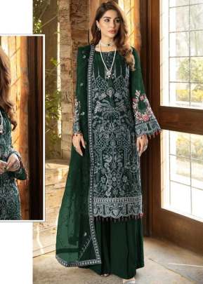 Alkaram Heavy Georgette With Heavy Embroidery Rainbow Sequence Work Pakistani Suit Green Color DN 11786