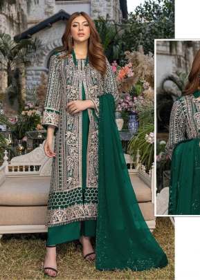 Alkaram Heavy Georgette With Heavy Embroidery Sequence Work Pakistani Suit Rama Green Color DN 14786