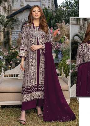 Alkaram Heavy Georgette With Heavy Embroidery Sequence Work Pakistani Suit Wine Color DN 14786