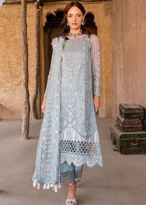 Alkaram Heavy Organza With Heavy Embroidery With Sequence Work Pakistani Suit Sky Blue Color DN 1525