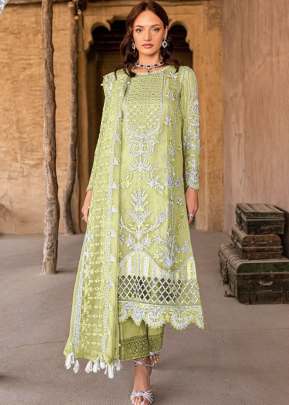 Alkaram Heavy Organza With Heavy Embroidery With Sequence Work Pakistani Suit Pista Color DN 1525