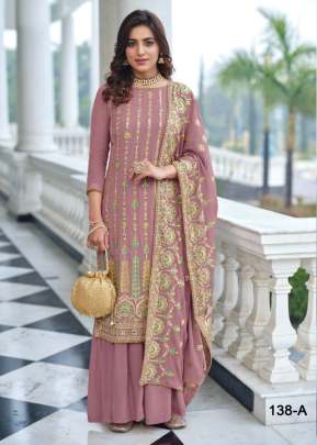 Amyra Aaina Heavy Faux Georgette With Embroidery Work With Fancy Mirror And Stone Work Designer Suit Pink Color DN 138