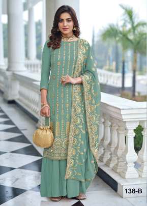 Amyra Aaina Heavy Faux Georgette With Embroidery Work With Fancy Mirror And Stone Work Designer Suit Pista Green Color DN 138