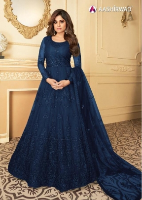 Ashirwad Designer Anarkali Gown DN 7174 Dark Blue