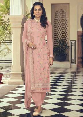 Ashpreet Heavy Faux Georgette With Embroidery Work Designer Suit Peach Color DN 1463 C