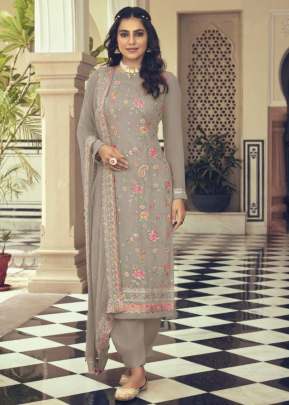 Ashpreet Heavy Faux Georgette With Embroidery Work Designer Suit Grey Color DN 1463 D