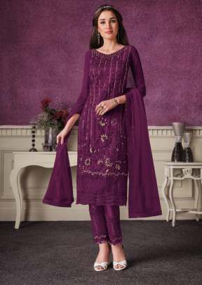 Ayaan Vipul Heavy Butterfly Net With Embroidery Designer Suit Wine Color DN 4694 H