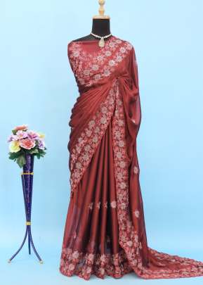  Beautiful Trending Heavy Rangoli Silk Fancy  Bollywood Saree Maroon Color