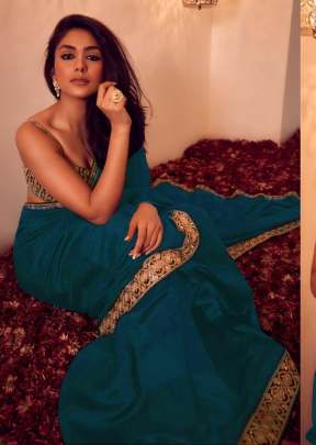 Beautiful Fancy Heavy Vichitra Silk Sequence Work Bollywood Saree Blue Color