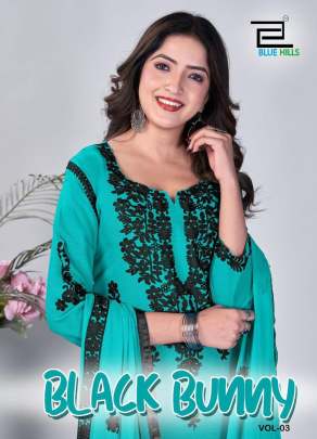 Blue Hills Black Bunny Vol 03 Rayon Kurti Bottom With Dupatta