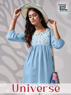 Blue Hills Universe Rayon Embroidered Top Collection