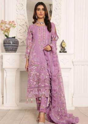 Butterfly Net With Embroidery Work Pakistani Suits Pink Color DN 117