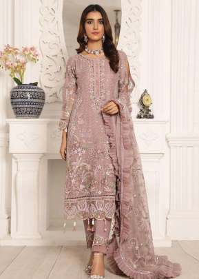 Butterfly Net With Embroidery Work Pakistani Suits Dust Storm Color DN 117