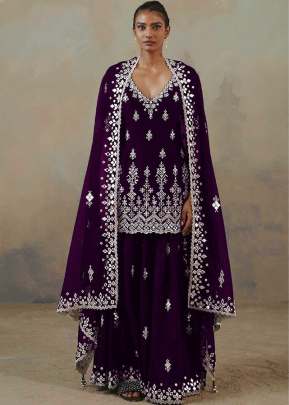 Capri Heavy Faux Georgette With Embroidered Fancy Palazzo Suit Rani Color DN 1004