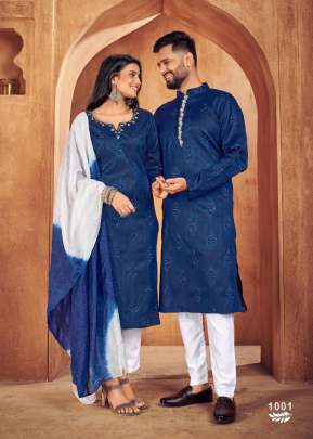 Couple Dream Vol 3 Heavy Jacquard Silk With Sequence Work Couple Collection Blue Color DN 1001