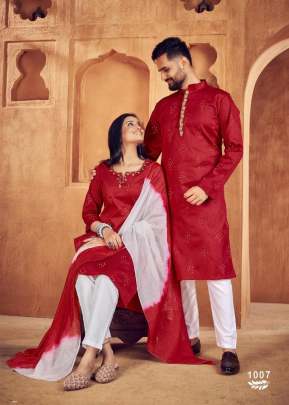 Couple Dream Vol 3 Heavy Jacquard Silk With Sequence Work Couple Collection Red Color DN 1007