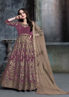 Faux Georgette  With Embroidery Work Anarkali Suit Red Glow Color DN 1601