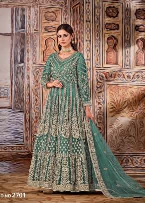 Dani Ananya Heavy Butterfly Net With Sequence Work Anarkali Suits Teal Color DN 2701