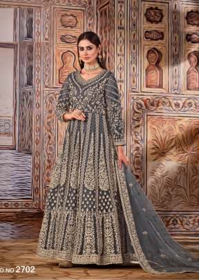 Dani Ananya Heavy Butterfly Net With Sequence Work Anarkali Suits Grey Color DN 2702