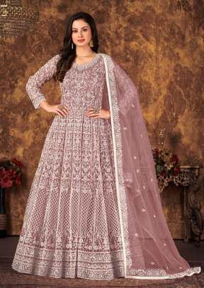 Butterfly Net With Embroidery Coding Work Anarkali Salwar Kameez Deep Pink Color DN 4703