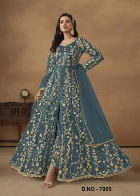 Dani Creation Twisha Aanaya Vol 179 Heavy Butterfly Net Sea Blue Color DN 7905