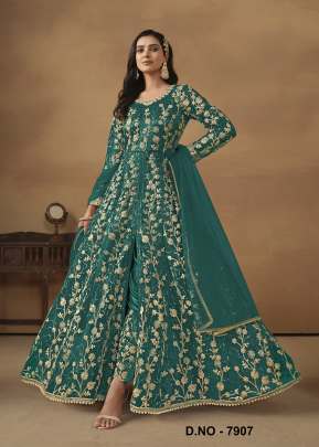 Dani Creation Twisha Aanaya Vol 179 Heavy Butterfly Net Teal Blue Color DN 7907