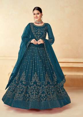 Net Anarkali Gown Rama Color DN 10081