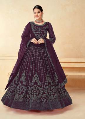 Net Anarkali Gown Wine Color DN 10081