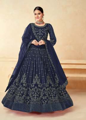 Net Anarkali Gown Nevy Blue Color DN 10081