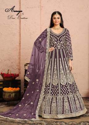 Dani Fashion Ananya Heavy Butterfly Net With Embroidery Work Anarkali Suit Purple Color DN 3002