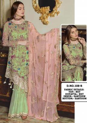 Designer Butterfly Net Pakisatni Suit DN 108 Pista