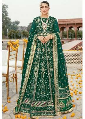 Designer Butterfly Net With Embroidery With Diamond Work Pakistani Green Color DN 124