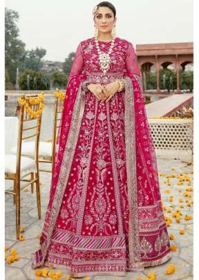 Designer Butterfly Net With Embroidery With Diamond Work Pakistani Suit Pink Color DN 124