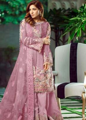 Designer Butterfly Net With Heavy Embroidery Work Pakistani Suit Purple Color DN 242